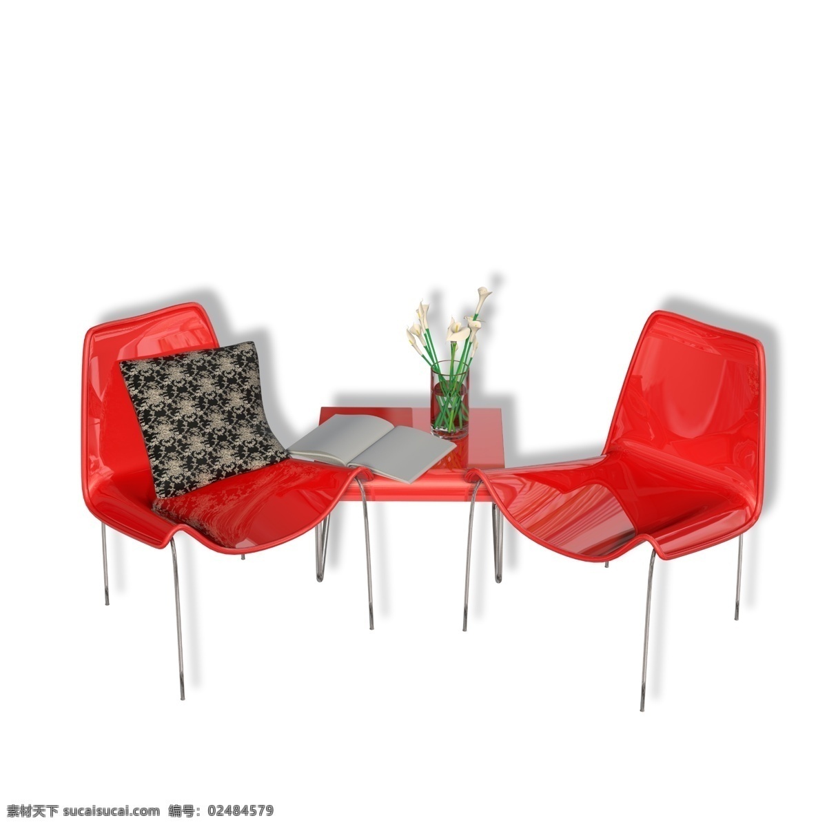 红色 休闲 塑料 桌椅 桌子 椅子
