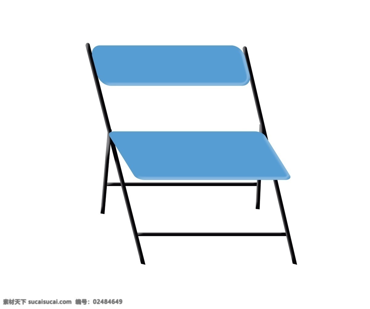 蓝色 的卡 通 椅子 插画 精美的椅子 蓝色的椅子 方形椅子 卡通椅子插画 黑色的支架 蓝色椅子插画