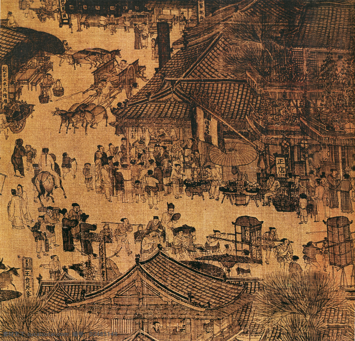 清明上河图a 人物画 中国 古画 中国古画 设计素材 人物名画 古典藏画 书画美术 棕色