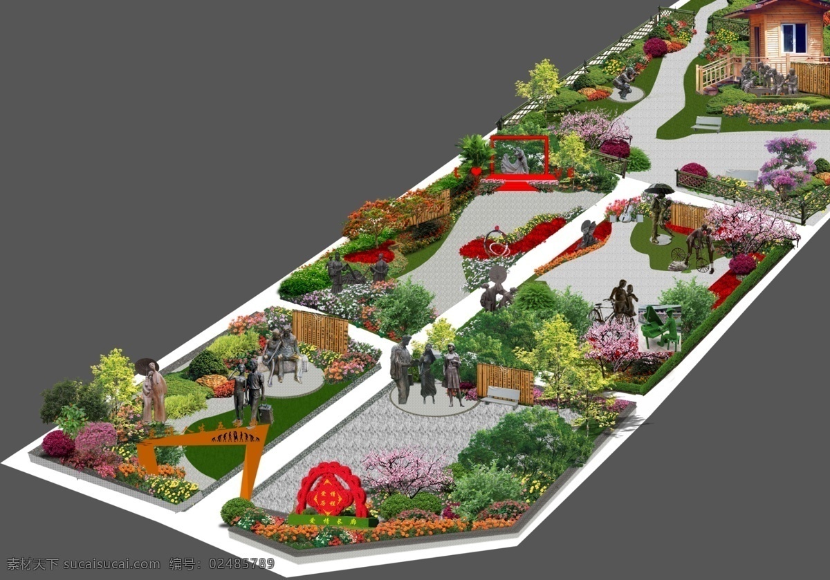 爱情公园 爱情 男女雕塑 绿化观景 环境设计 公园效果 游园绿化 游园规划 小区效果图 道路绿化 花园