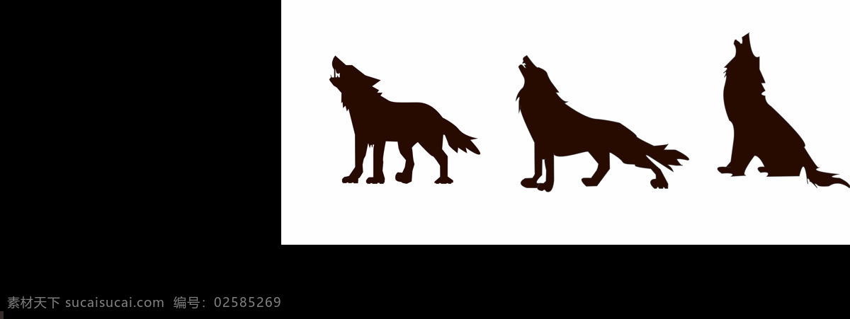 狼群图片 狼 矢量 黑色 三只 狼群