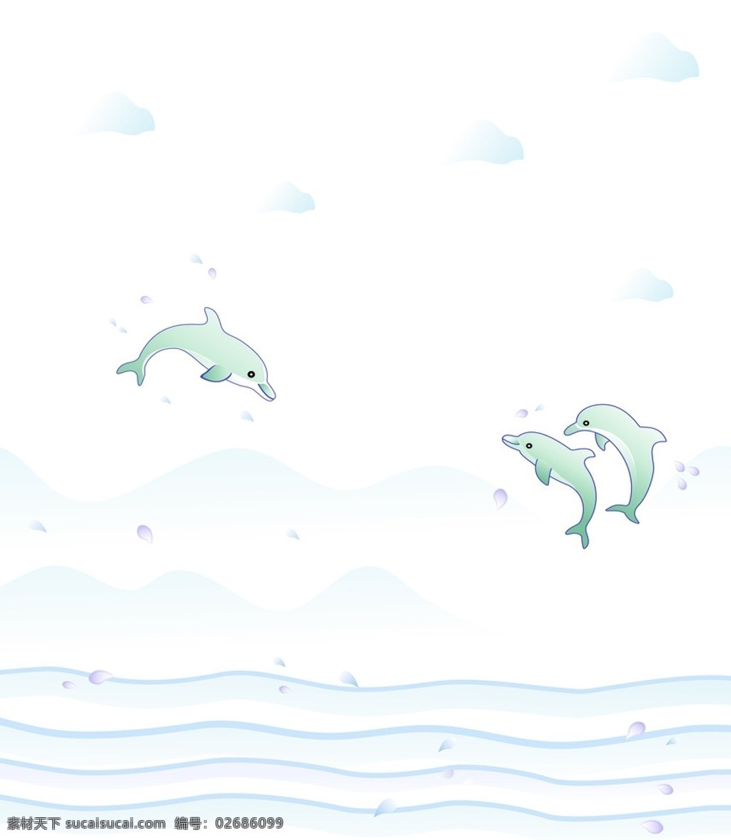 海豚宝宝 移门 彩绘移门 海豚 海 云 卡通 移门图案 矢量