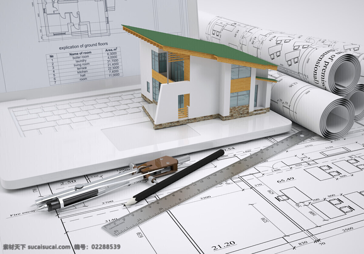 建筑 平面图 3d 建筑模型 3d建筑模型 房子模型 圆规 直尺 铅笔 图纸 建筑设计 建筑图纸 建筑设计图纸 环境家居 白色