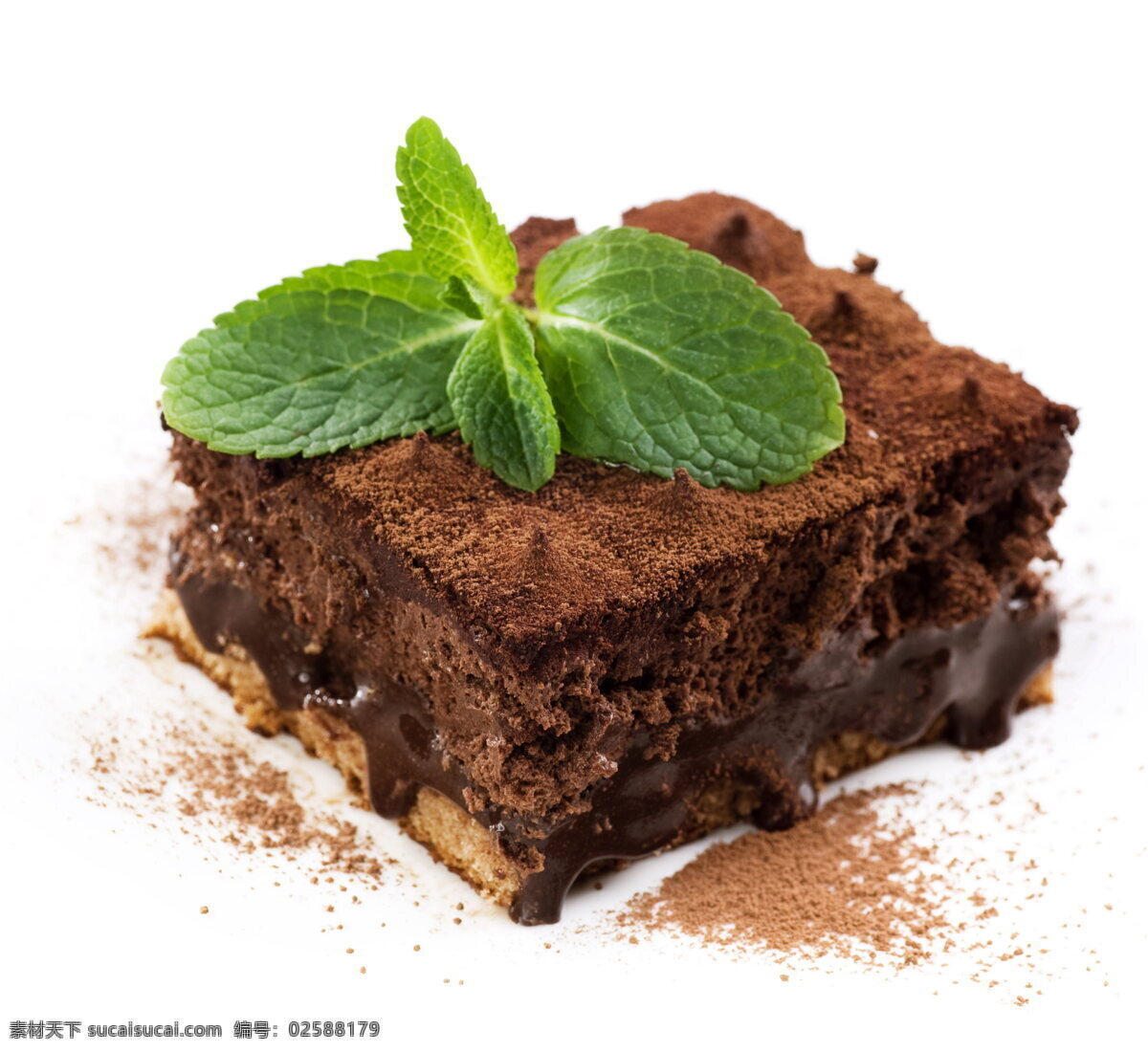 薄荷 巧克力 蛋糕 甜点 糕点 点心 甜品 薄荷叶 绿叶 叶子 巧克力蛋糕 方块蛋糕 美味 美食 食物 冷食 餐饮美食 西餐美食