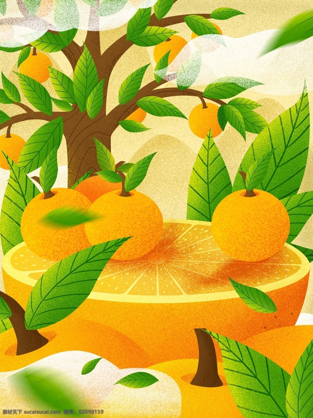 创意 水果 橘子 背景 橘子树 黄色橘子 橘子背景 背景素材 广告背景 创意背景