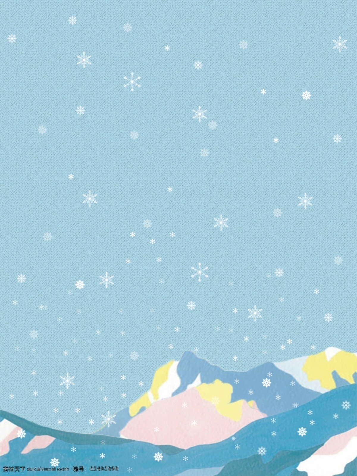 冬季 唯美 插画 雪花 背景 浪漫 文艺 富士山