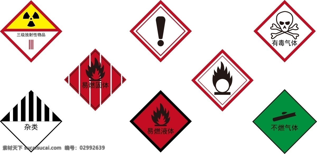 种 危险品 标志 图案 危险品标志 矢量图 易燃物标志 放射性标志 有毒气体标志 警告标志 图标元素