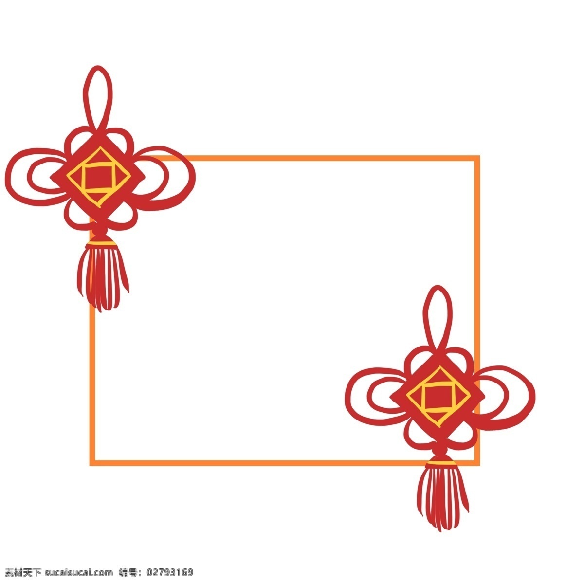 传统 红色 中国结 挂件 边框 插画 手绘 矢量图 中国风 边框装饰 边框设计