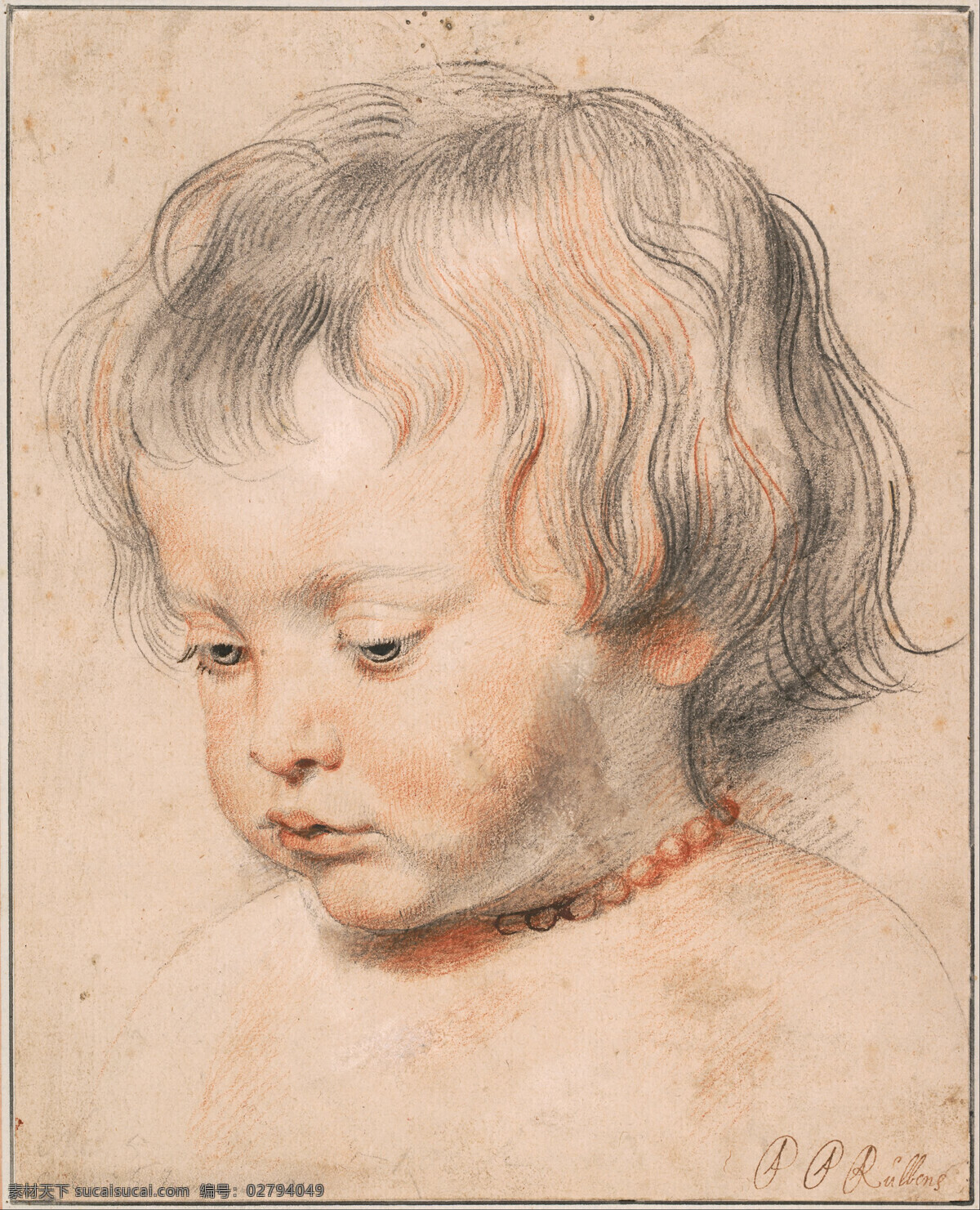 鲁本斯作品 鲁本斯 素描 西方绘画 巴洛克 小孩头像 绘画书法 文化艺术