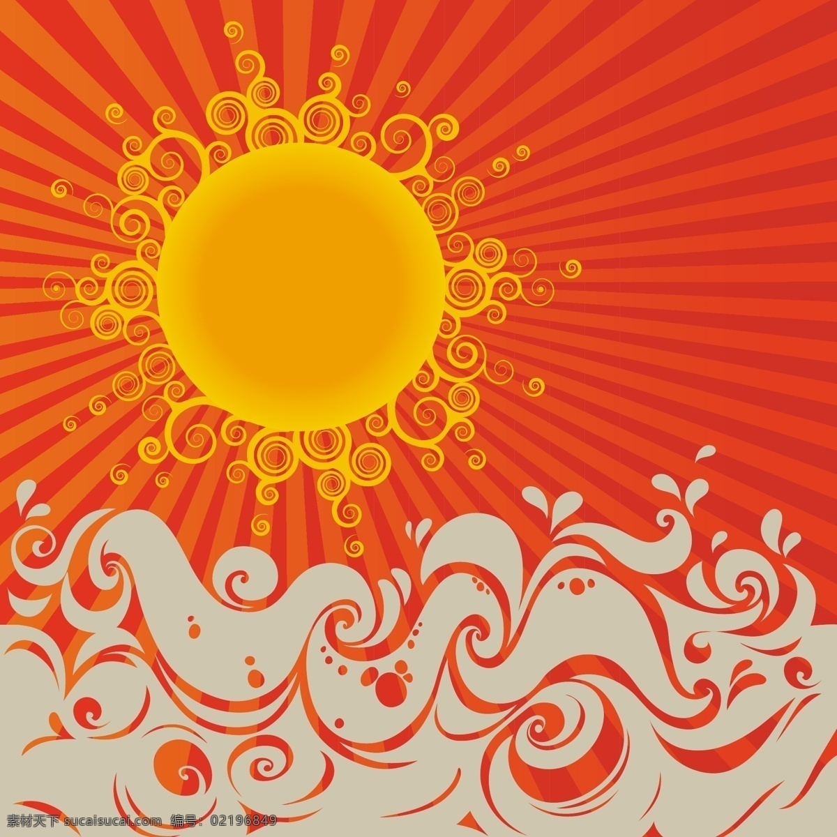 太阳 海上 抽象 艺术 背景 矢量