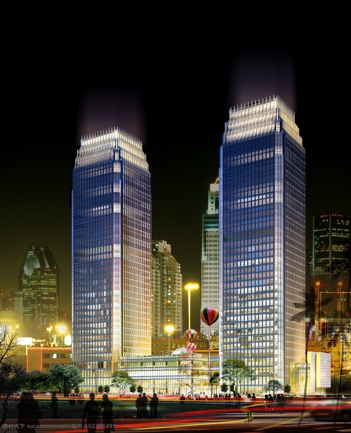 夜景 建筑效果图 夜景效果图 高层效果图 商业效果图 酒店效果图 夜景素材 分层