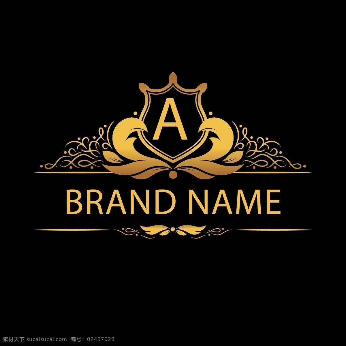 字母 品牌 标志 奢华 金色 logo 模板 a logo模板 品牌标志