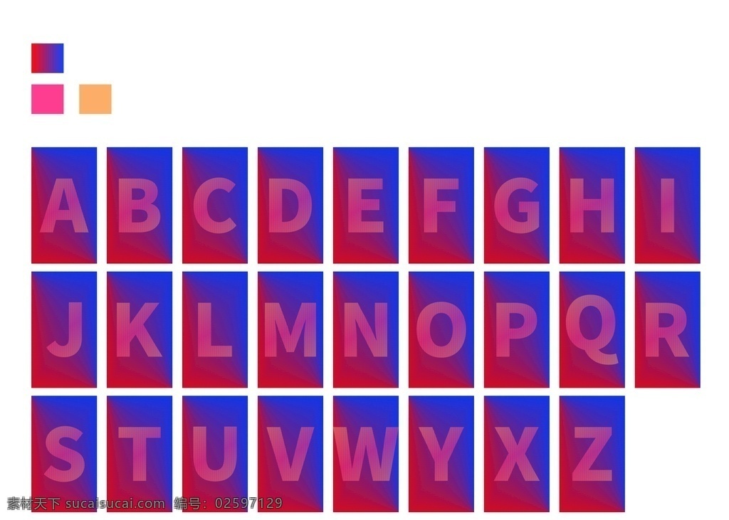 英文字母 a b c d e f g h i j k l m n o p q r s t u v w x y z 26个字母 英文 字母 字母图案 矢量图 矢量背景 矢量英文 矢量字母 背景 渐变背景 渐变字母 红蓝背景 红色 蓝色 标志图标 橙色字母 字体元素