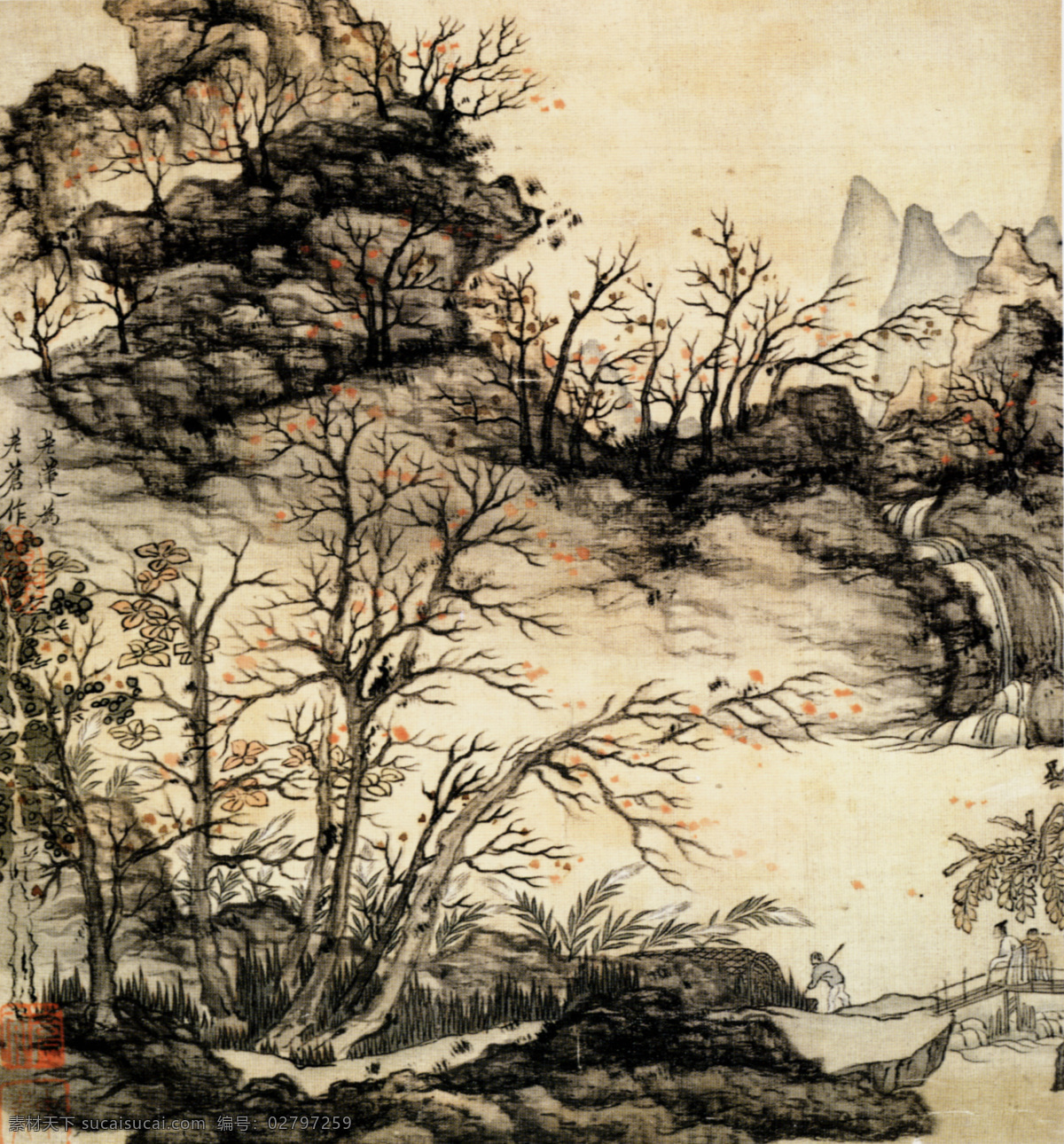 复古图册之四 陈洪绶 传统 大师 花鸟画 绘画 绘画书法 名画 名家 名人 明清 人物画 御藏名画 山水画 书法 海外遗珍 中国 明四家 文化艺术 字画 印章