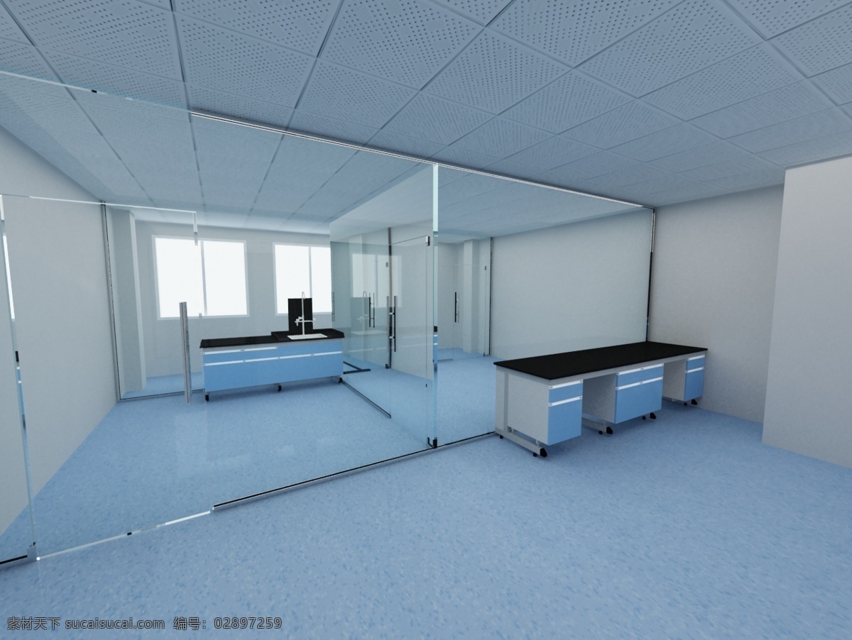 实验室 玻璃隔断 试验台 边台 室内 3d作品 3d设计