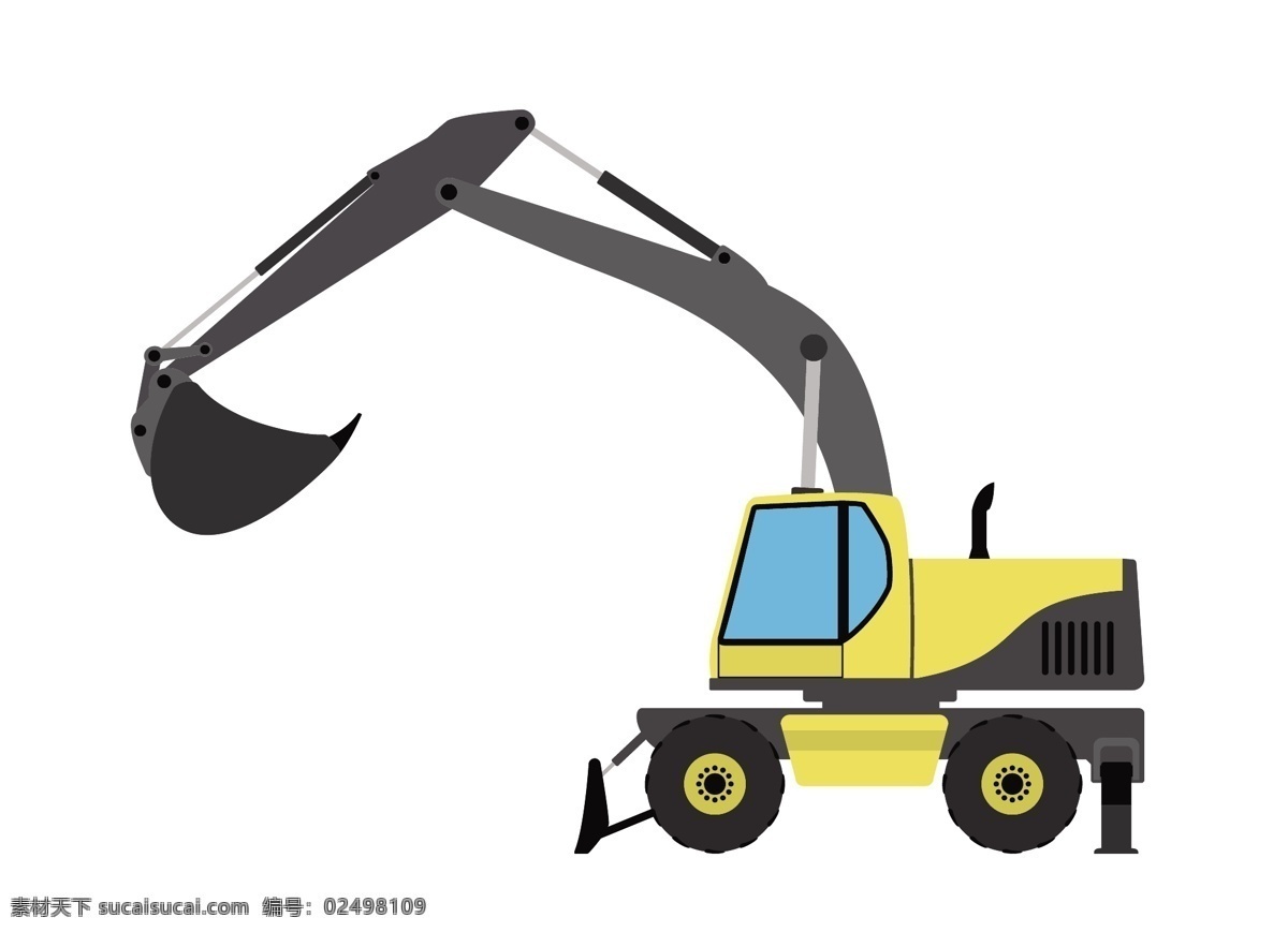 矢量 卡通 挖土机 交通工具 交通 工具 车 扁平 立面 铲车 交 侧面 机动