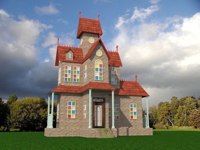 两层小楼 简单 房子 模型 max 灰色