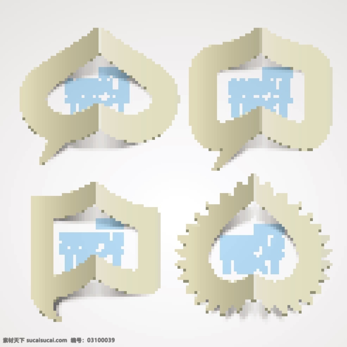 向量 折叠 纸 语音 泡沫 消息 矢量图 商务金融