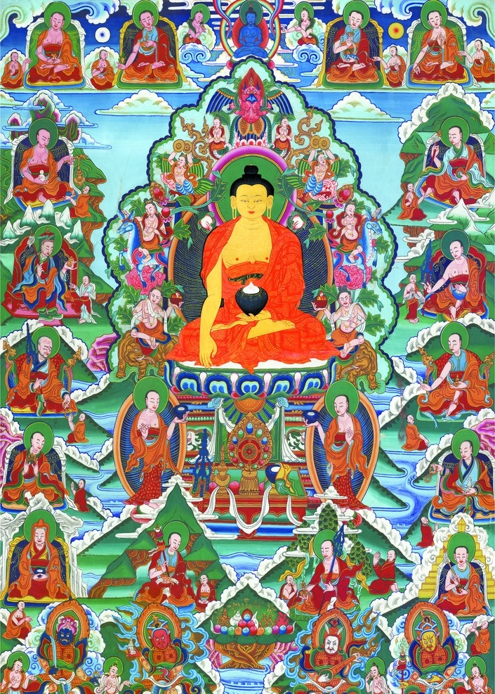 唐卡 佛教 藏传佛教 佛 宗教 宗教信仰 菩萨 西藏 民族 工艺 花纹 绘画 艺术 绘画书法 文化艺术 释迦牟尼