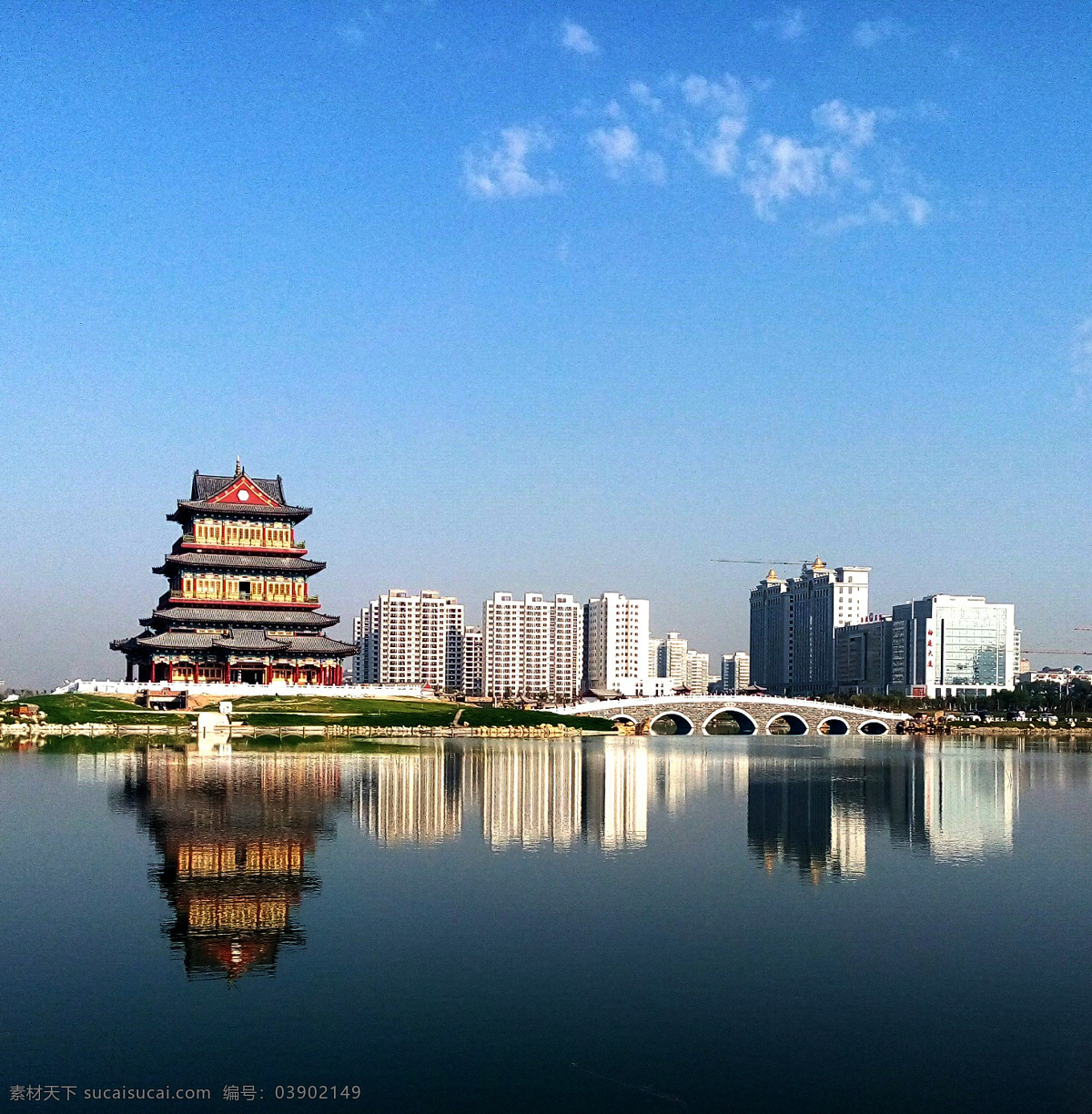 城市 榆林 倒影 高楼 古楼 风景 旅游摄影 自然风景