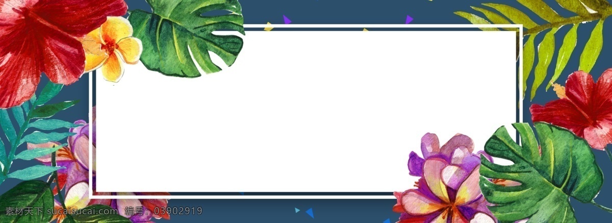 夏季 简约 植物 花朵 水彩 海报 banner 促销 清新 时尚 鲜花 背景
