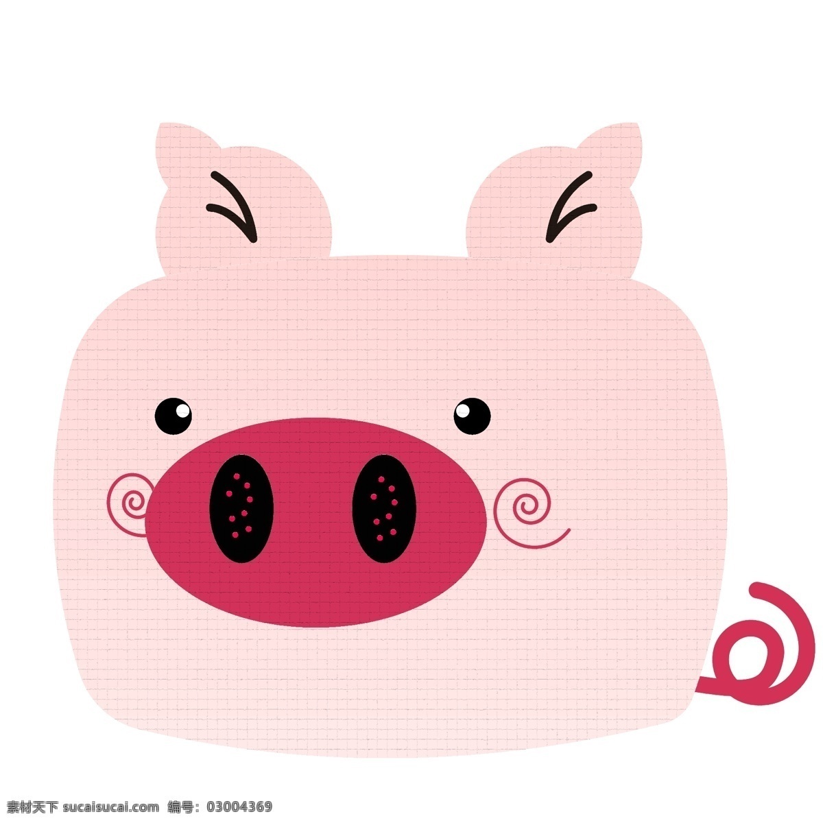 马赛克 风格 卡通 葫芦 猪 商用 可爱 卡通猪 猪年