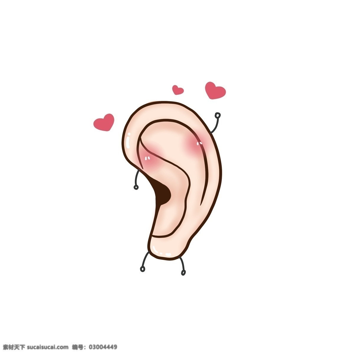 爱耳日 可爱 卡通 耳朵 元素 手绘耳朵 可爱耳朵 卡通耳朵 爱心