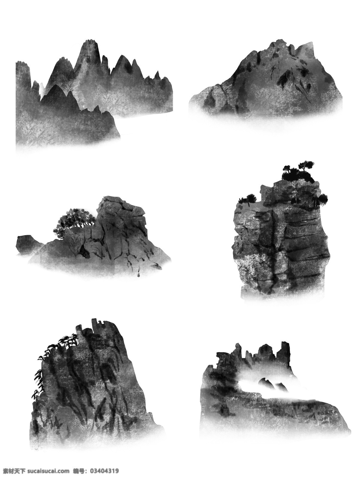 水墨 山中 国风 插画 简约 线性 黑色 国画 写意 笔触 中国风 水墨山