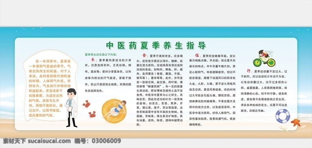 中医药 夏季 养生 指导 中医 宣传板 宣传栏 医院 社区 分层