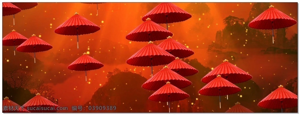 中国 红 悬挂 伞 视频 中国红 悬空 上升 视频素材 动态视频素材