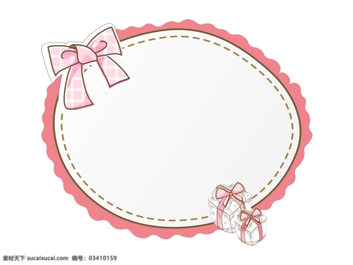蝴蝶结 花朵 装饰 边框 粉色的镜子 粉红色蝴蝶结 棕色虚线 白色礼物 礼物盒边框 像太阳的镜子 创意的镜子