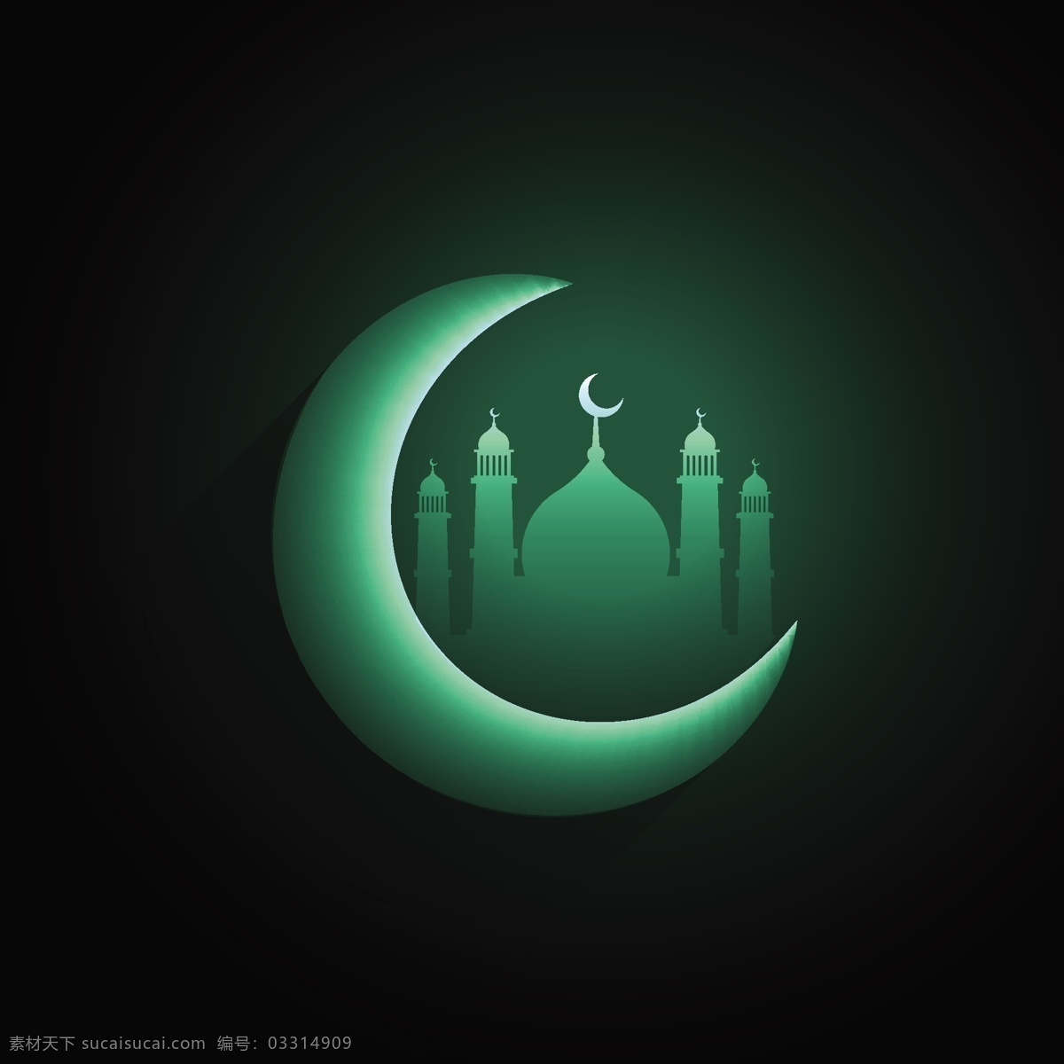 清真寺 背景 下 绿色 新月 背景下 伊斯兰斋月 开斋节 月亮 阿拉伯语 庆典 宗教节日 穆巴拉克 节日 创意 和平 伊斯兰文化 上帝 快 穆斯林 阿拉伯