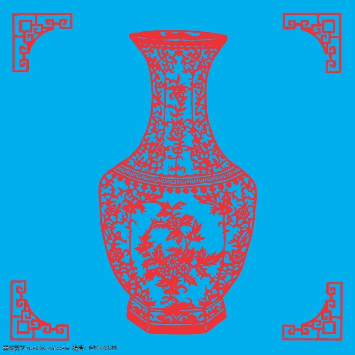 花瓶剪纸 花瓶 剪纸 线条 传统 民俗 装饰 矢量 窗花 插画 容器 花卉 植物 观赏 文化艺术 传统文化
