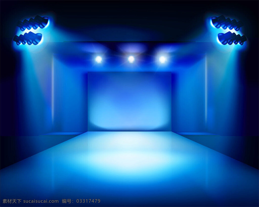 蓝色 舞台灯光 广告牌 室内空白相框 展会 相框边框 展板 灯光 背景墙 墙壁 画廊 展框 画框 广告板 展牌 室内设计 空间环境 矢量素材