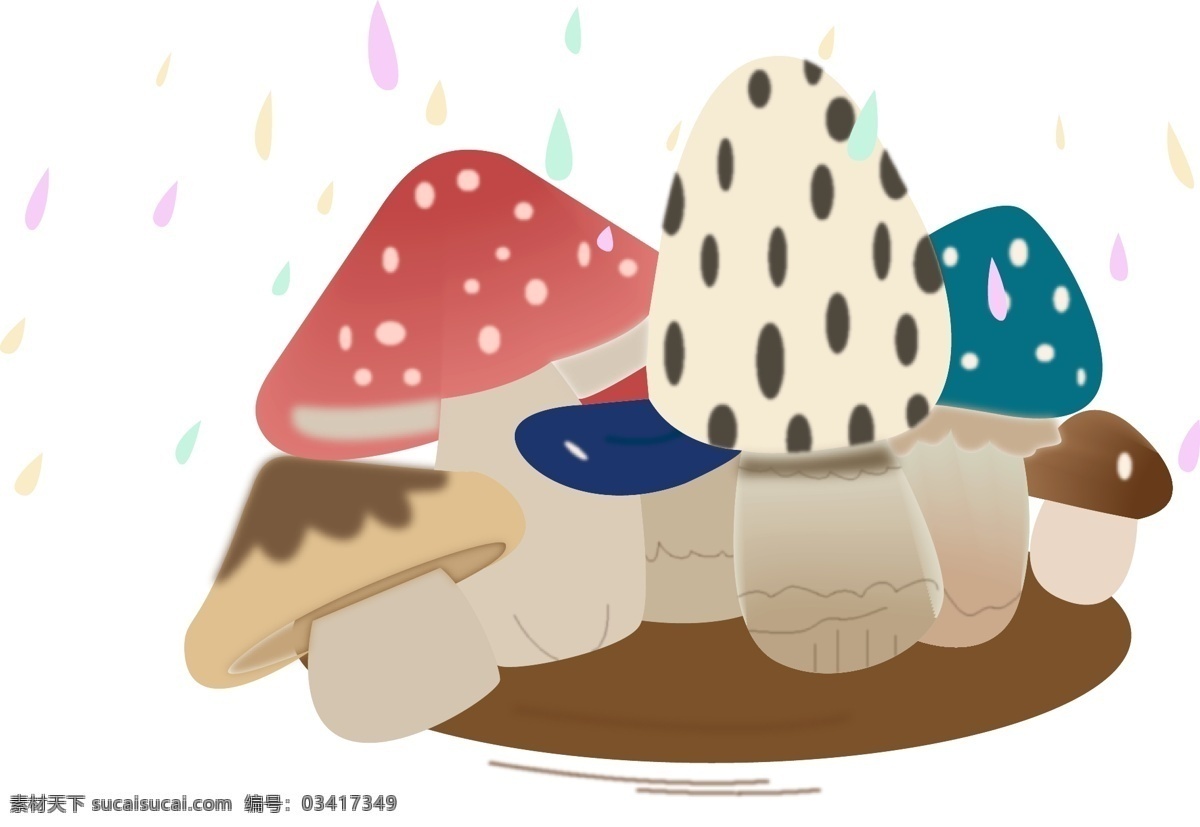 彩色 蘑菇 卡 通风 可爱 矢量 矢量素材 卡通可爱 简约