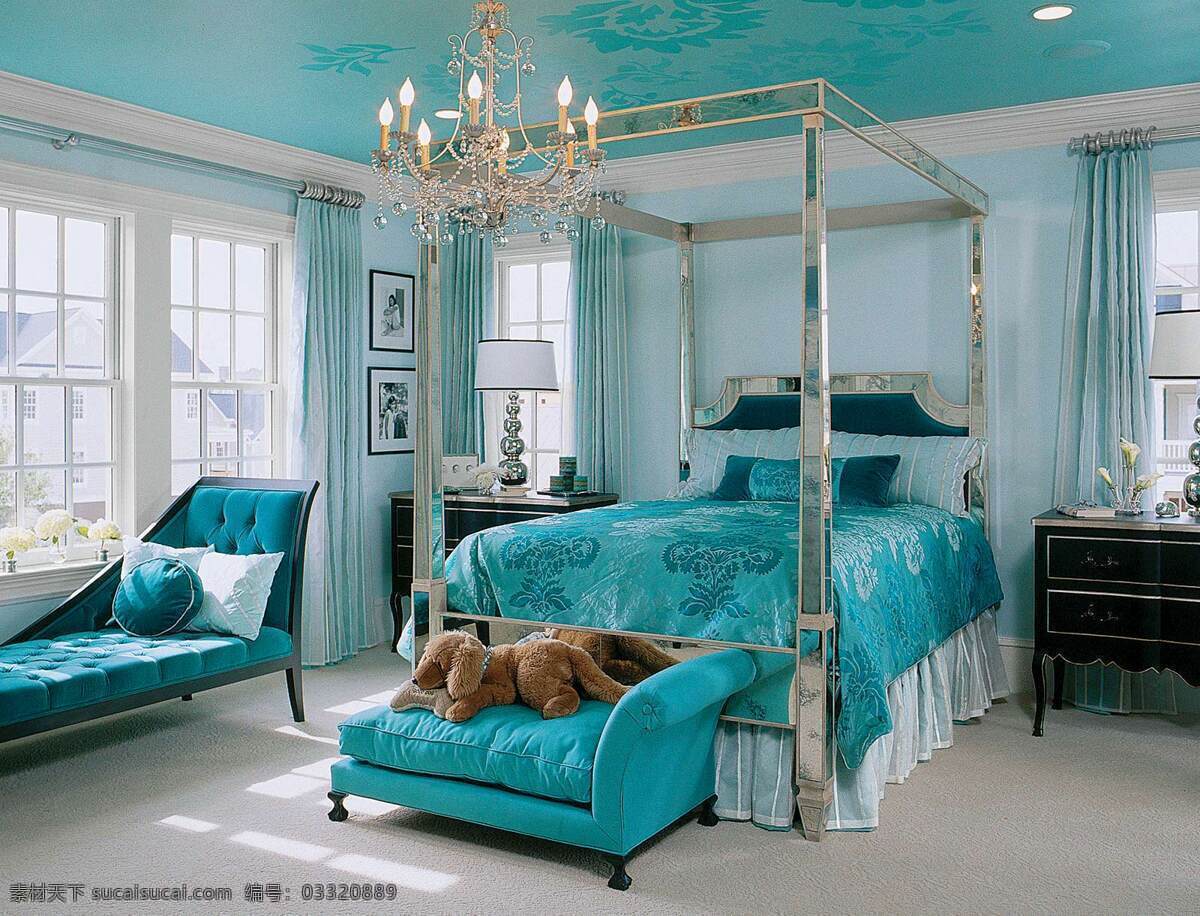宝蓝 色调 复古 风 卧室 床 效果图 宝蓝色调 窗户 床头柜 单人沙发 吊灯 复古风 沙发 装修