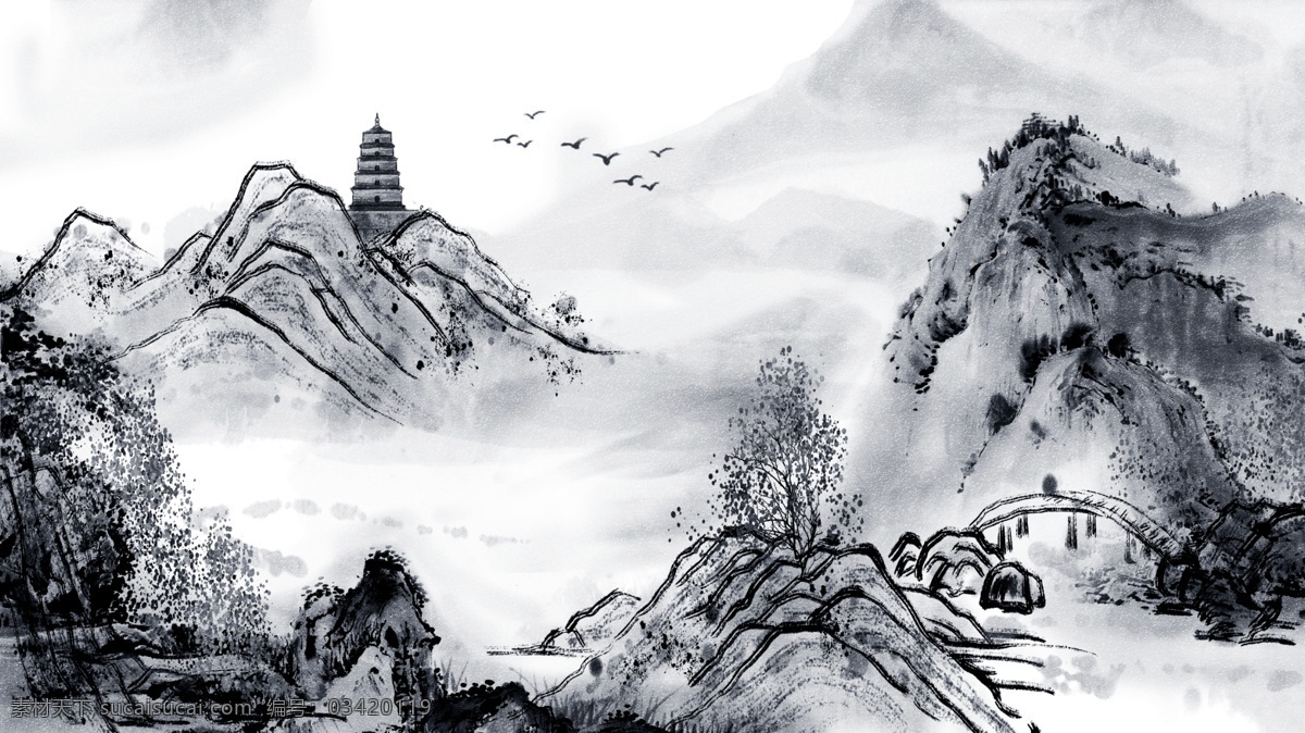 唯美 古典 复古 中国 水彩画 水墨画 插画 壁纸 中国水彩画 手机配图