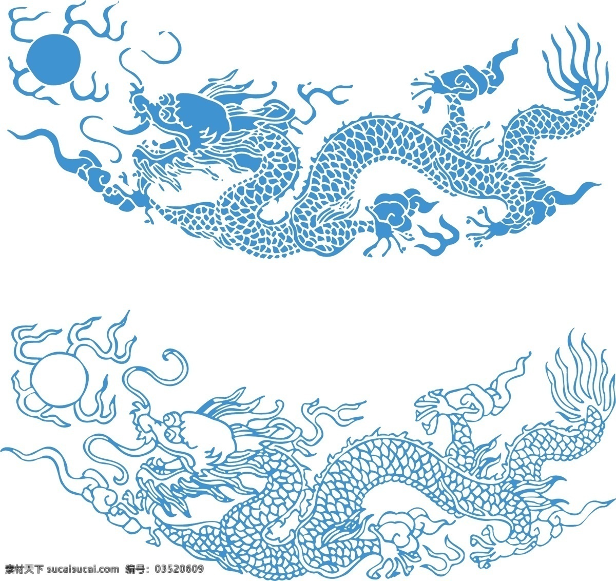 龙 纹 图案 矢量 ai格式 传统 古典 蓝色 龙纹 矢量素材 中国龙 龙纹矢量素材 海报 其他海报设计
