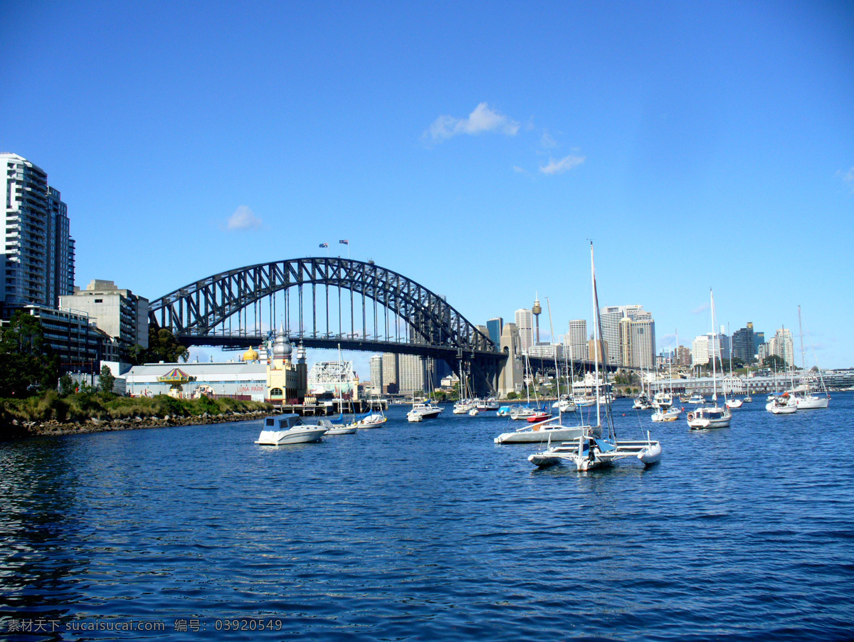 悉尼湾 悉尼海湾 海湾 悉尼大桥 自然风光 风光摄影 蓝天 海边建筑 小船 帆船 小舟 小艇 美丽风光 美丽风景 风光图片 自然风景 自然景观 国外旅游 旅游摄影