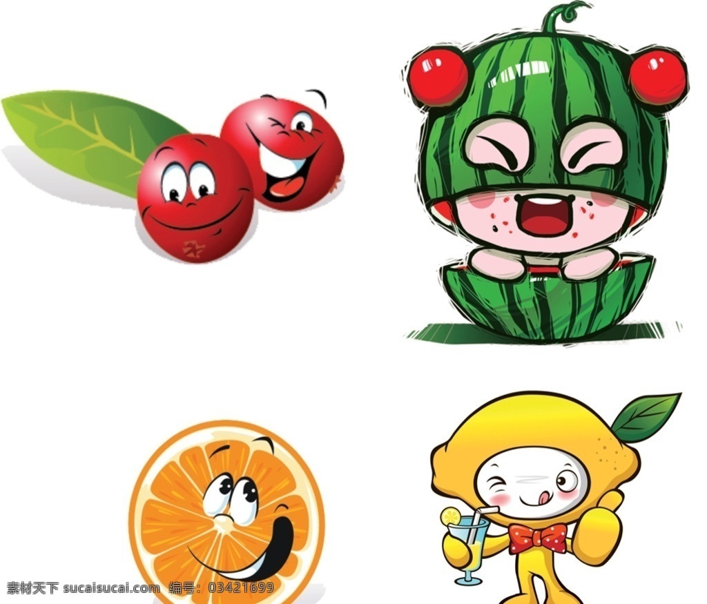 水果卡通人物 水果 卡通 人物 橙 芒果 西瓜 可爱 漫画 动漫 形象 logo 动漫动画