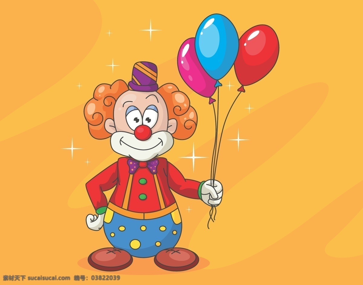 手 握 束 气球 小丑 愚人节 卡通小丑 马戏团 游乐园 黄色背景