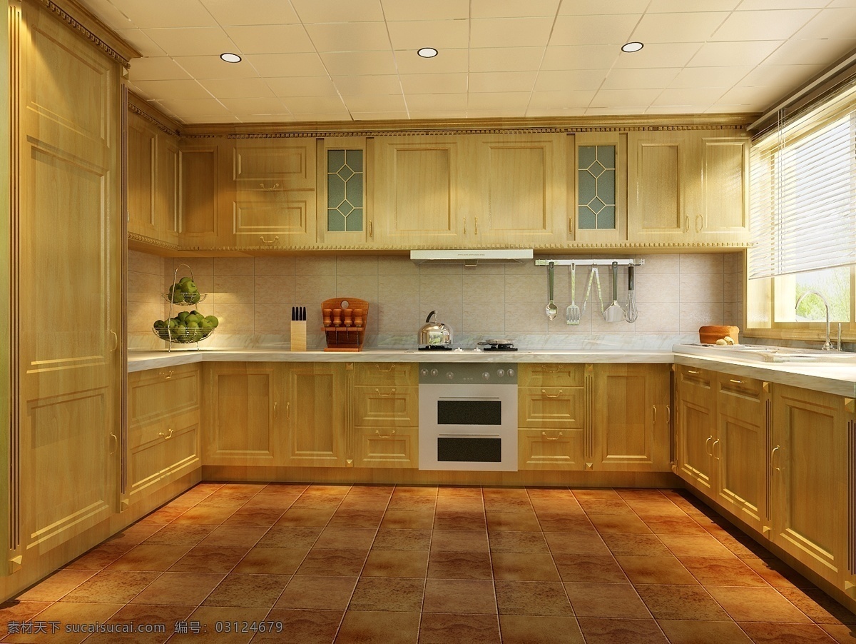 大气 厨房 橱柜 水龙头 吊柜 3d模型素材 室内装饰模型