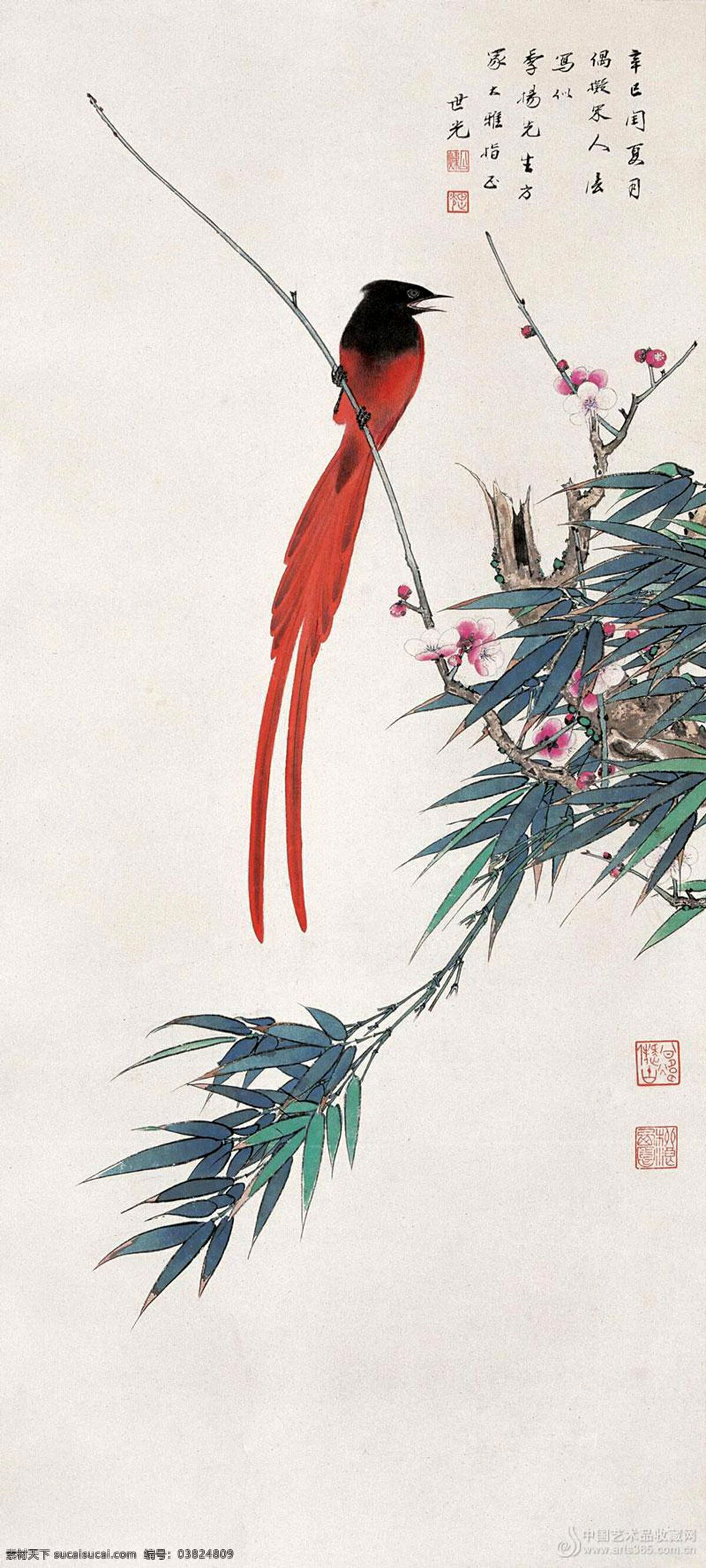 梅花 竹子 国画 中国画 绘画艺术 装饰画 喜鹊 书画文字 文化艺术