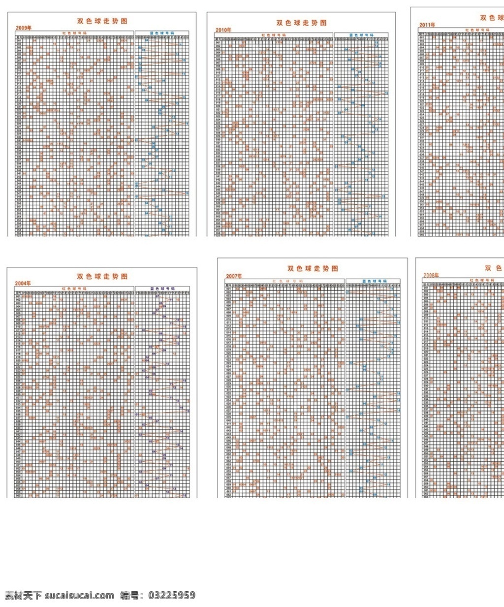 双色球 走势图 2004 福利彩票 双色球走势图 2007 2008 2009 2010 2011