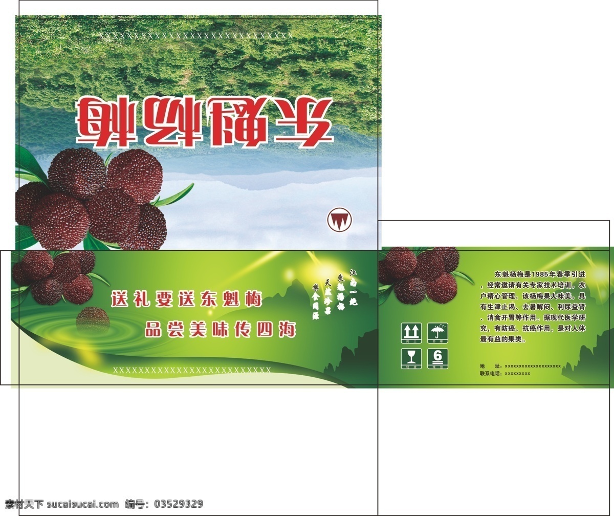 东 魁 杨梅 包装设计 绿底 树林 天空 矢量 模板下载 东魁杨梅 东魁 psd源文件