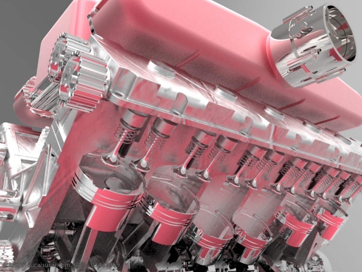 7升发动机 法拉利 v12 keyshotrendering 3d模型素材 其他3d模型