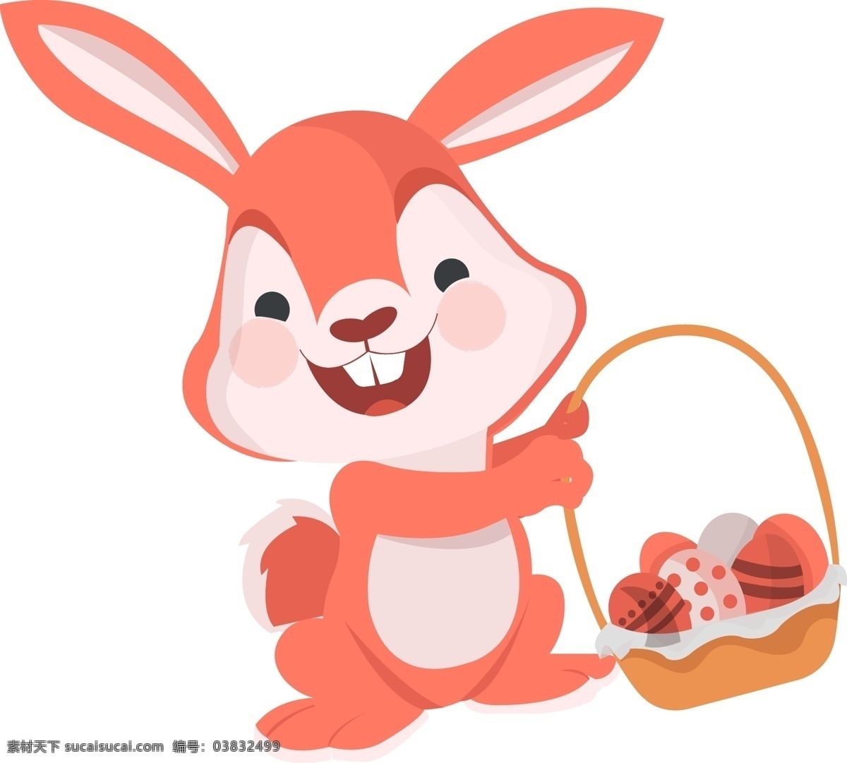 卡通 小 兔子 元素 手绘 卡 通 小兔子 花篮
