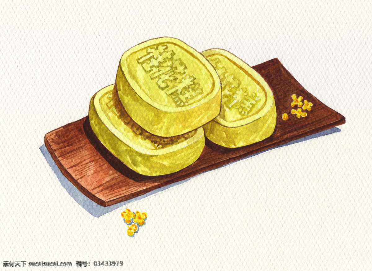 桂花糕 手绘 土特产 桂林 桂花 文化艺术 传统文化