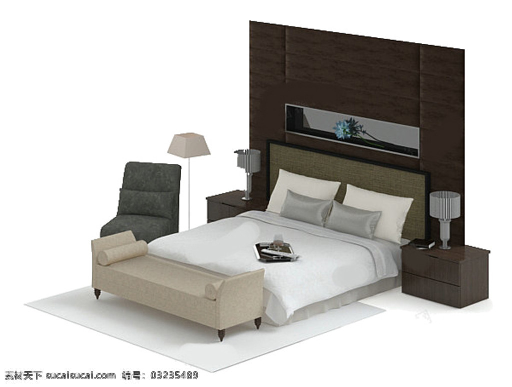 室内设计 模板下载 素材图片 饰品 环境设计 源文件 max 现代 简约 欧式 百搭 床模型 3d床 白色