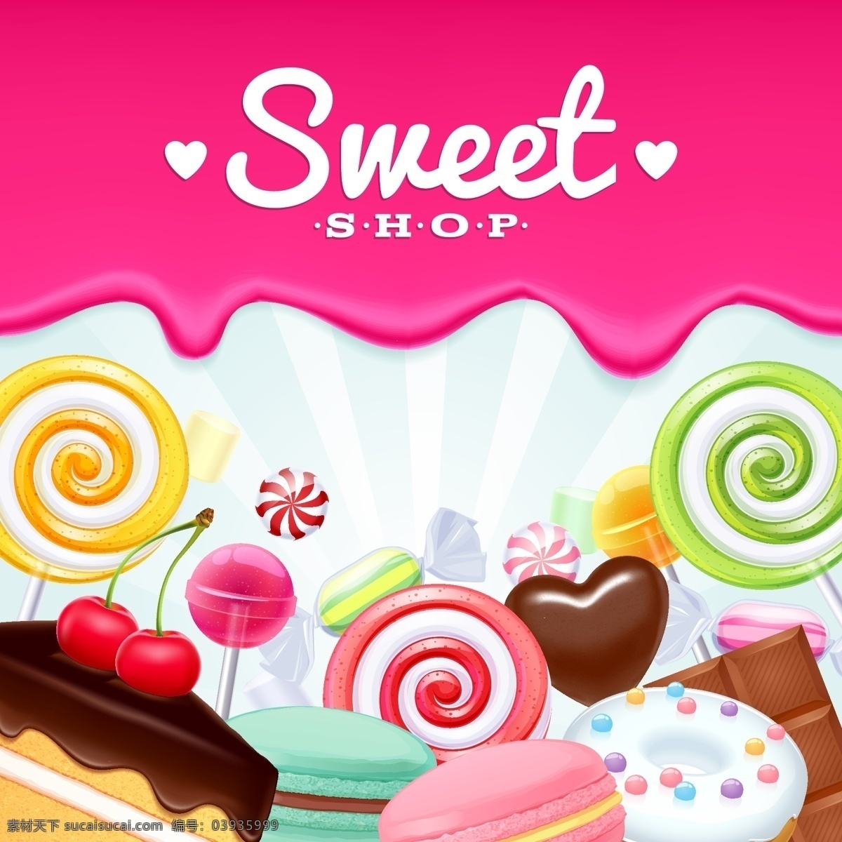 甜蜜糖果背景 彩色 水果 巧克力 蛋糕 棒棒糖 背景 马卡龙 甜品